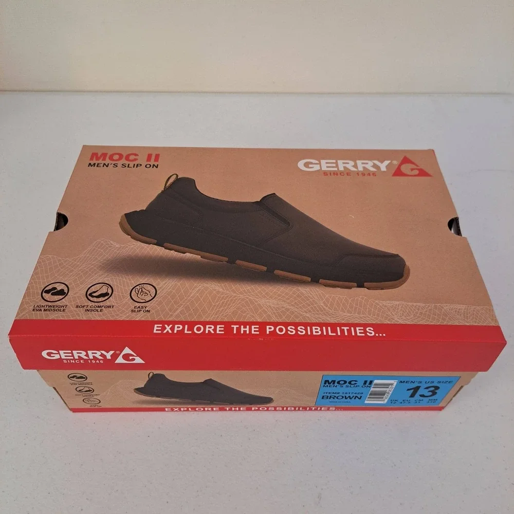 Gerry‎ Moc II Slip On Mens 13 Brown New Casual Comfort Loafers 1128-546-B30
